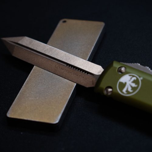 Microtech Ultratech - Spartan Blade on an sharpening stone